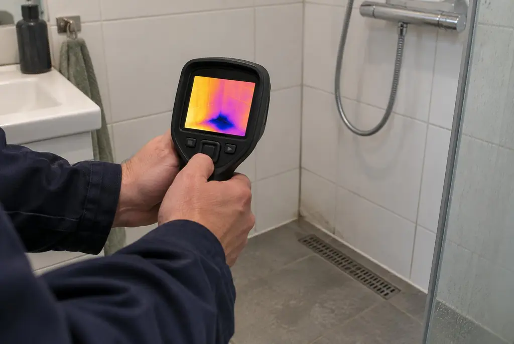 Lekdetectie Papendrecht – lekdetectiespecialist met warmtebeeldcamera in een badkamer
