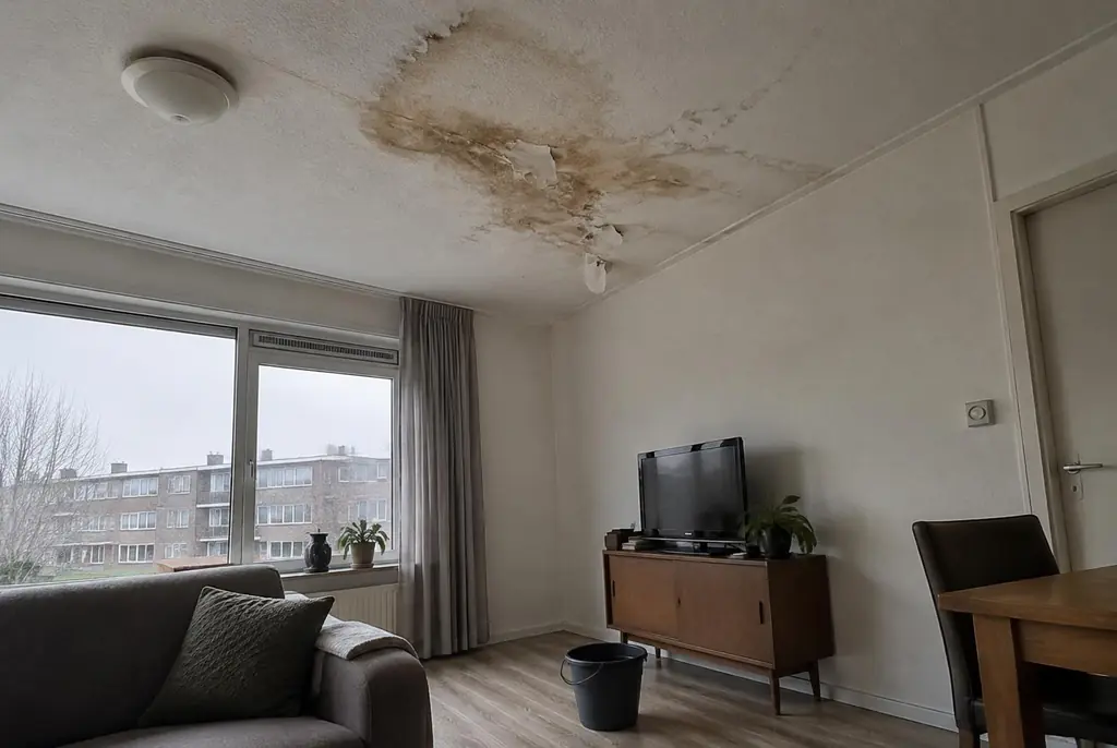 Lekdetectie Papendrecht – vochtplek op het plafond onder een badkamer